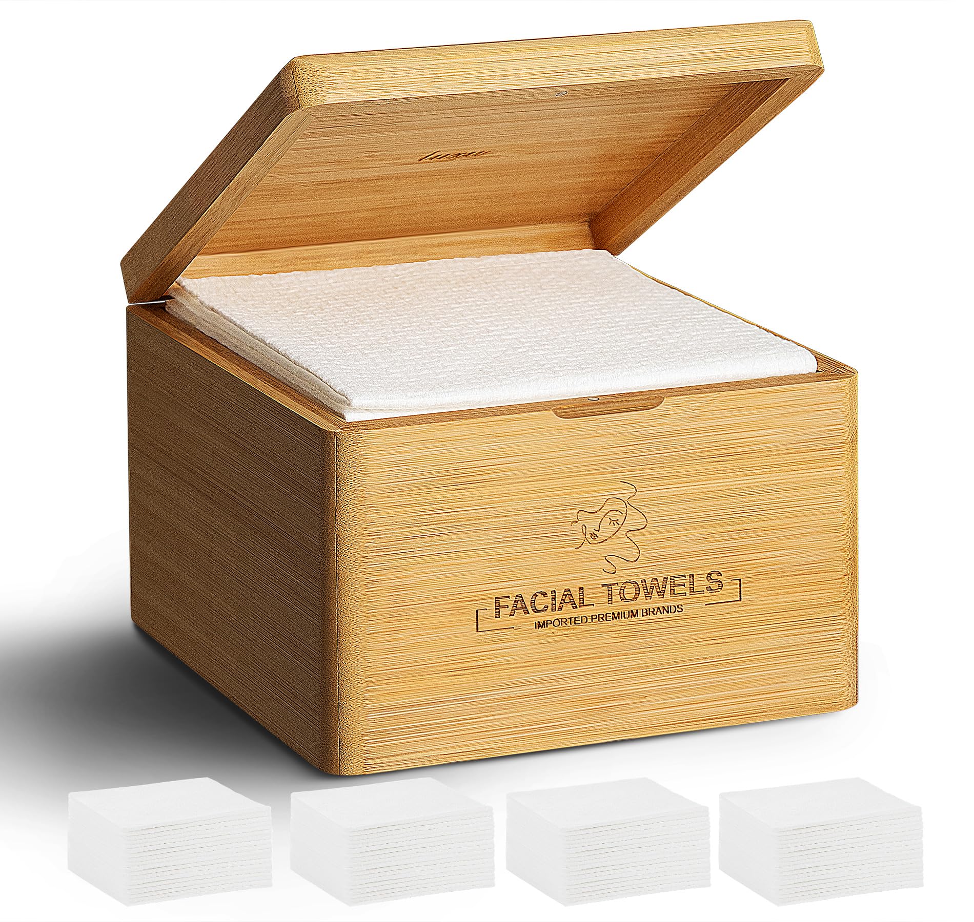 LUXUClean Towels,1 Luxe Bamboo Box with 240 Ct Face Towels, Disposable Makeup Remover Dry Wipes,Facial Washcloth,Clean Facial Towels for Sensitive Skin,Travel,Cruelty Free,Biodegradable