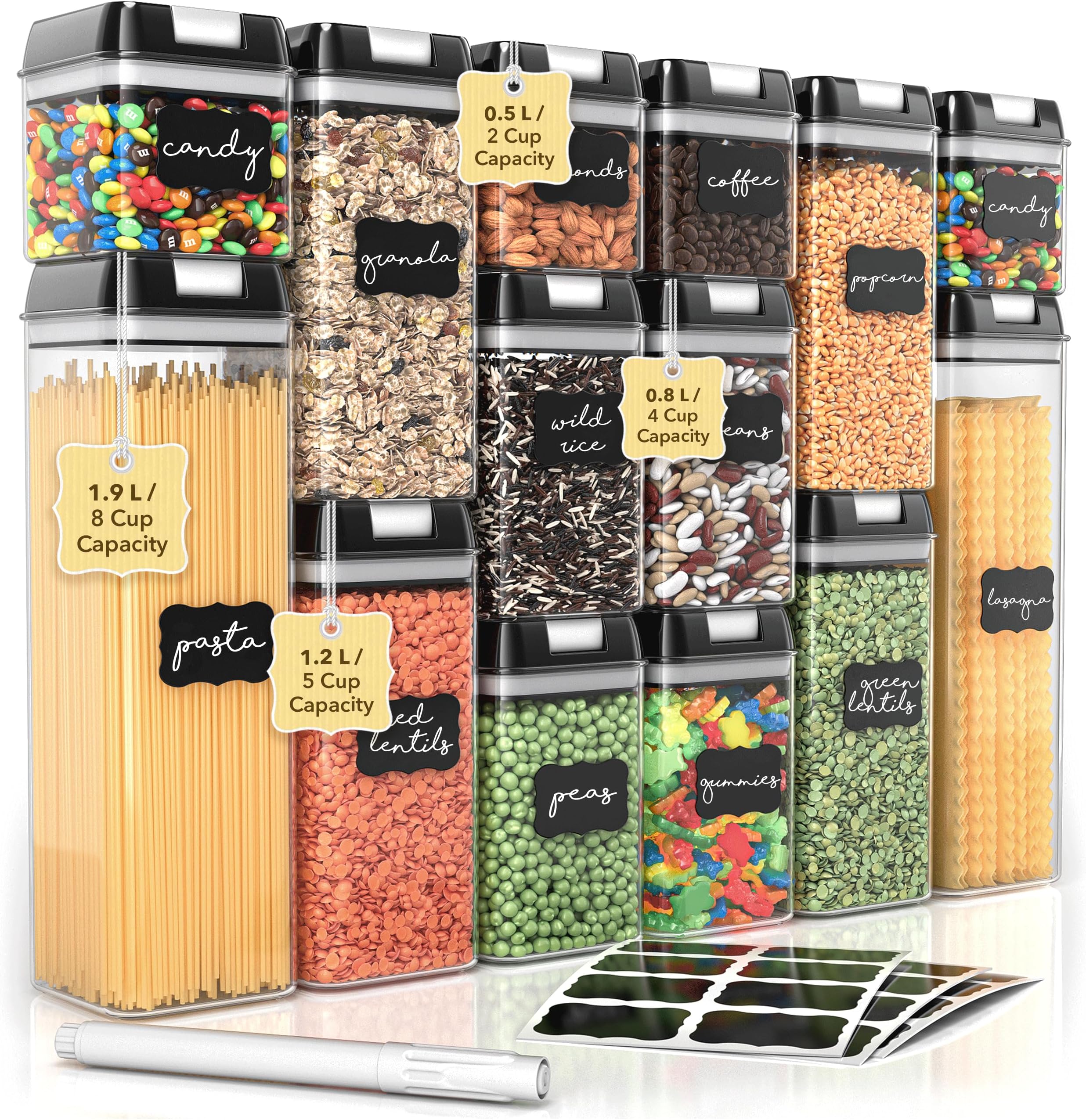 Simply Gourmet Food Storage Containers for Kitchen Organization - Set of 14 Airtight BPA Free Organisers