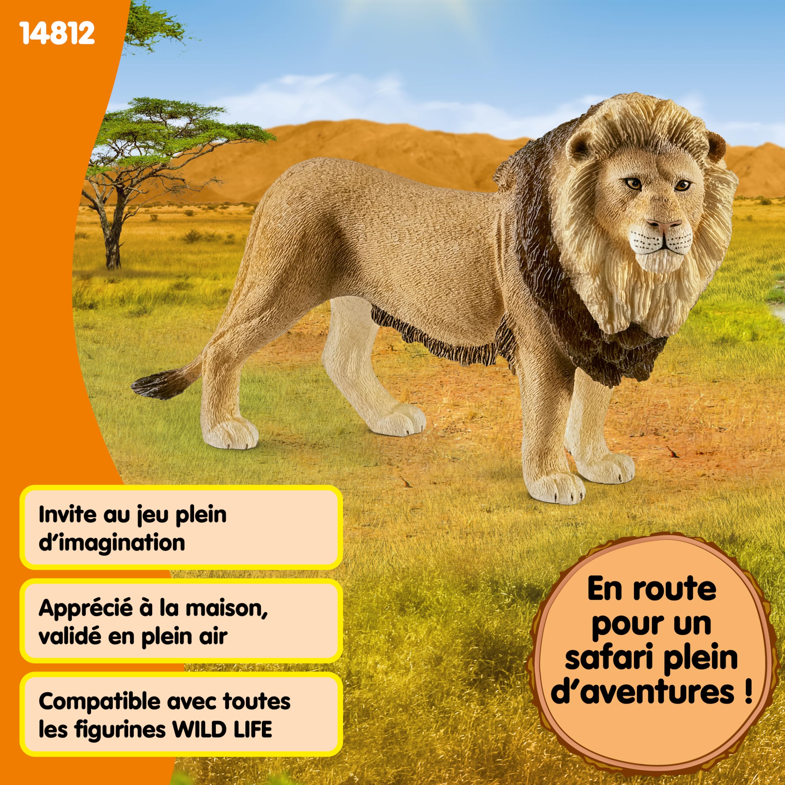 schleich 14812 Löwe, ab 3 Jahren, WILD LIFE - Spielfigur, 12 x 4 x 7 cm