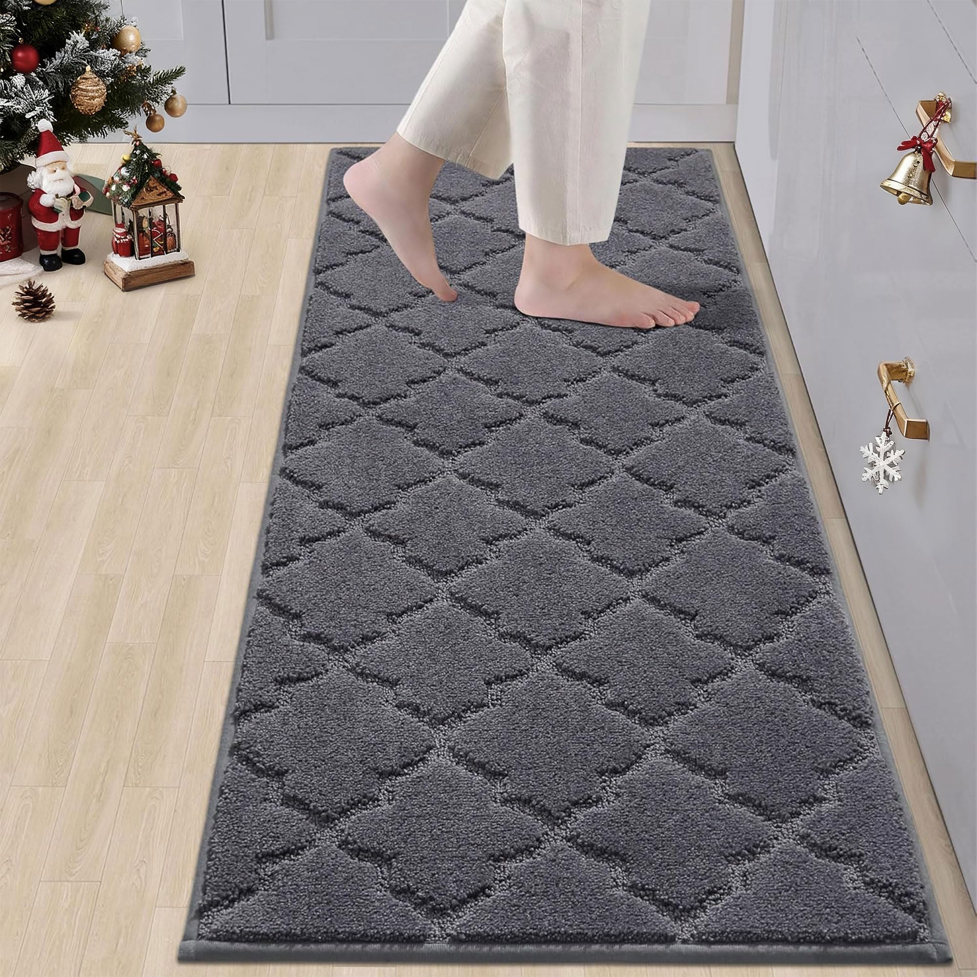 COSY HOMEER Küchenmatten-Set – Rutschfest, Waschbar, 2-teilig, Saugfähig & Schmutzabweisend