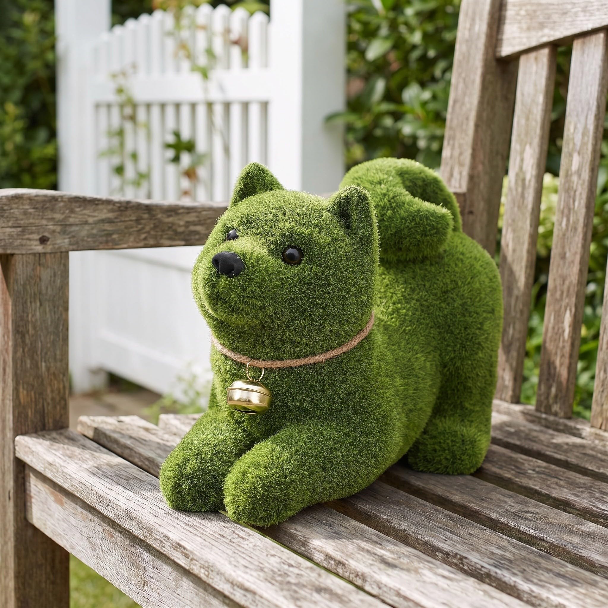 BESPORTBLE Statua Cane da Giardino Realistico Sdraiato, Resina Verde
