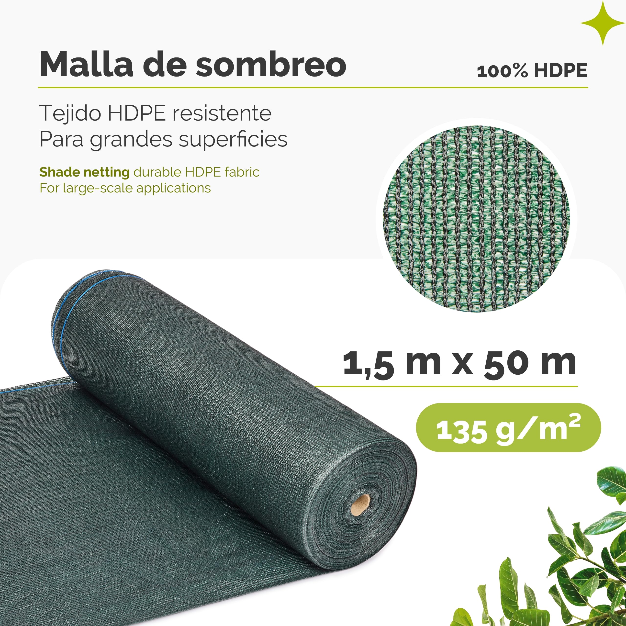 Garronda Malla de Sombreo 1,5 x 50 m 135 g/m² GD-0255