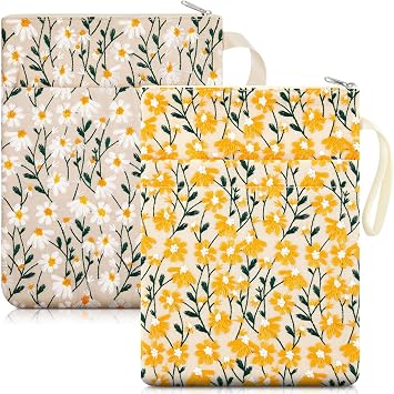2 Pcs Daisy Book Sleeve with Zipper for Book Lovers, Teacher Gifts