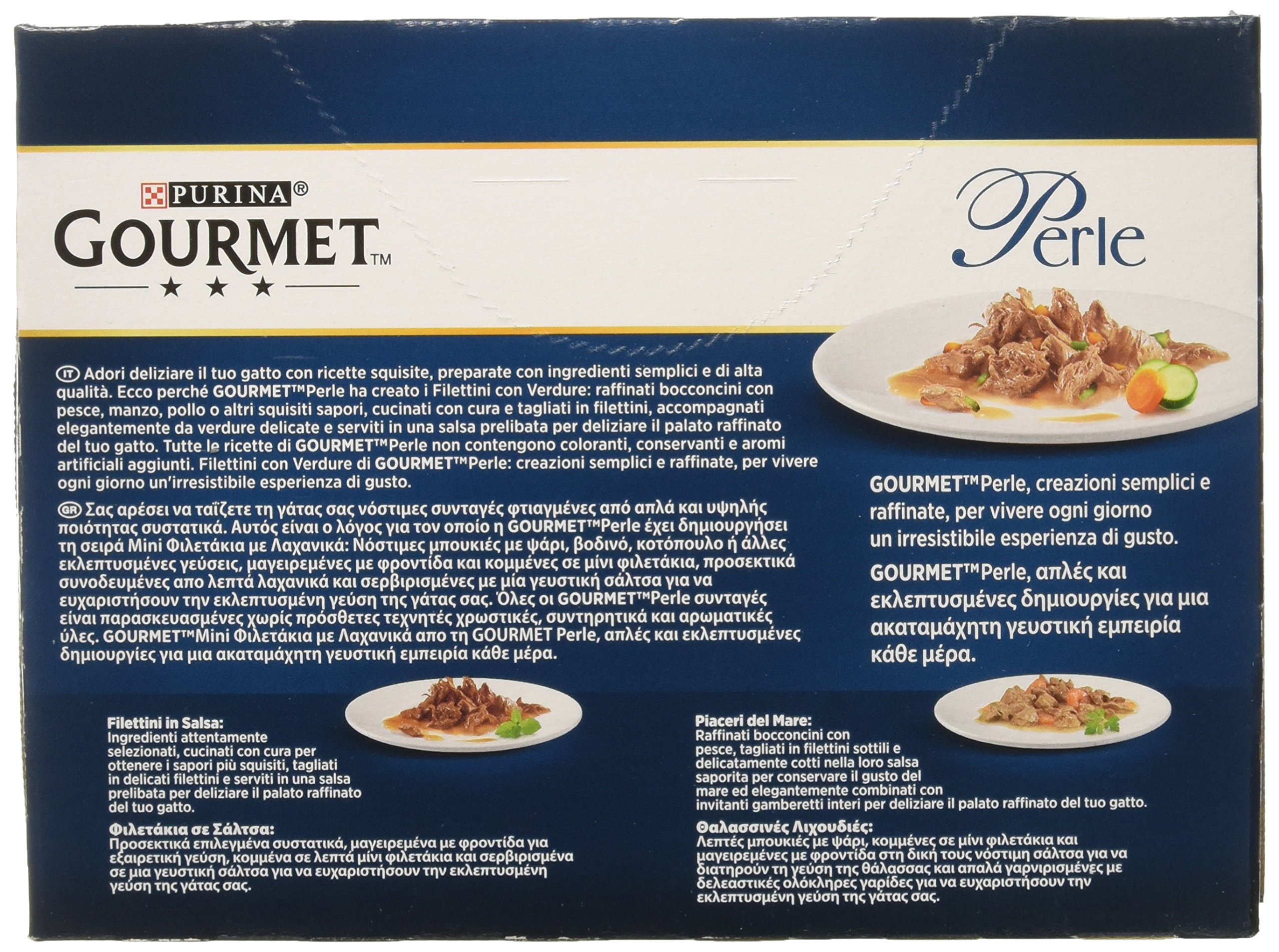 Purina Gourmet Perle Húmedo Gato Filetti en Salsa con Verduras con Ternera, Salvaje, Ternera, Trucha - 80 Sobres de 85 g Cada una (10 Paquetes de 8 x 85 g)