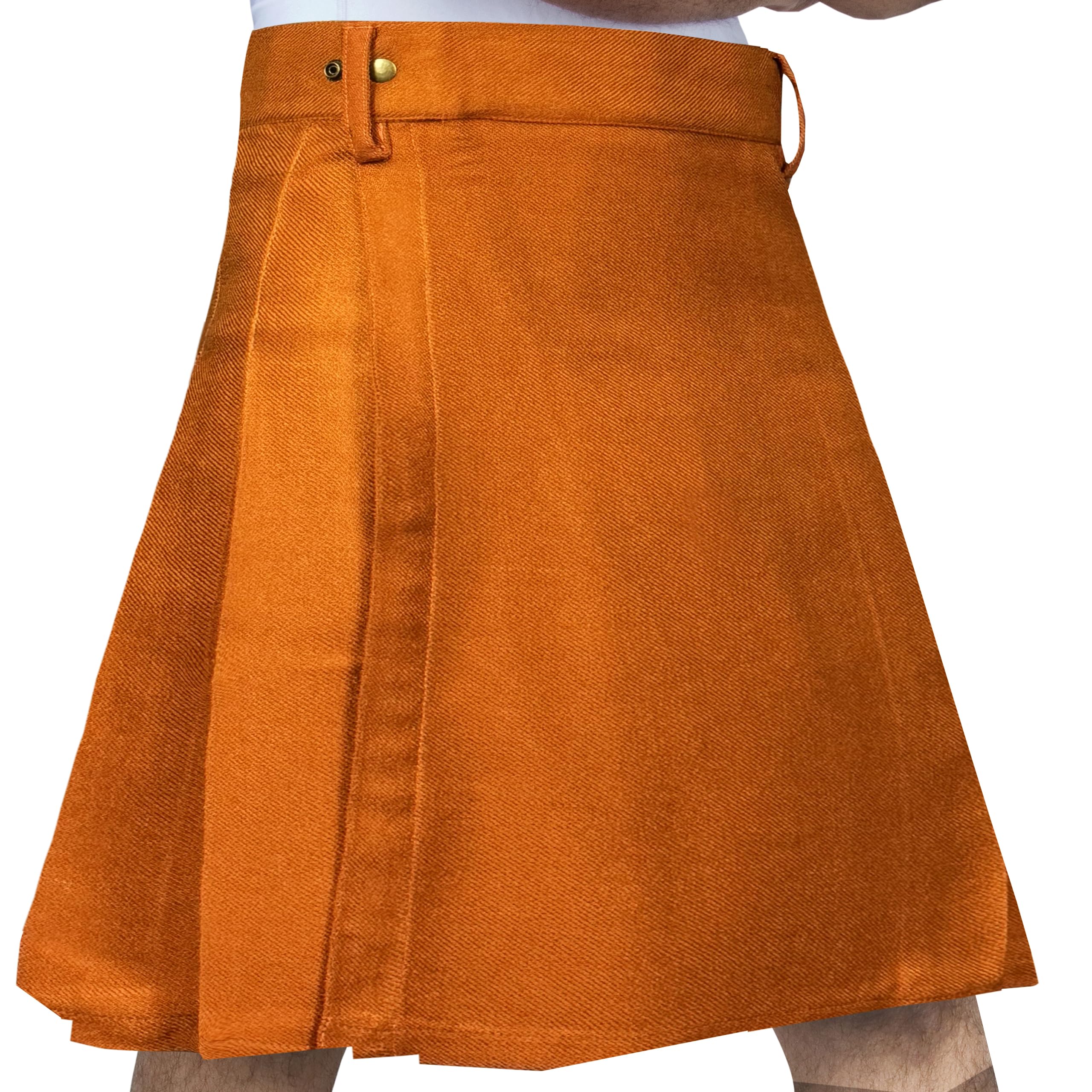 DSS KILTS- Adjustable Tartan Kilt for Men Lightweight Quick Wear Velcro Wrap Knife Pleats Belt Loops Casual Scottish Kilt, Saffron Tartan, 40-42