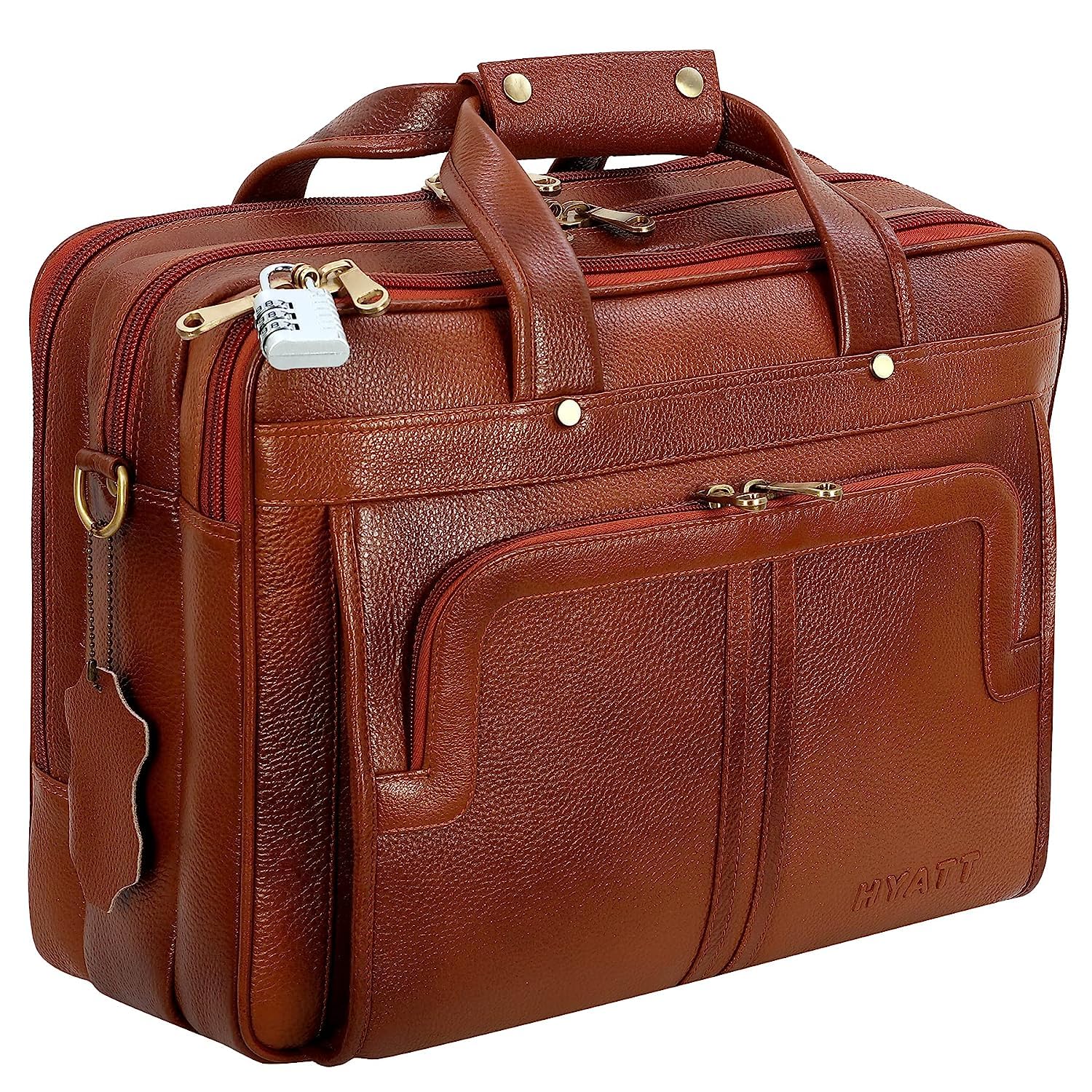 Office Briefcase Laptop Messenger & Shoulder Leather Bags for Men 15.6 Inch Cross Body-image-19