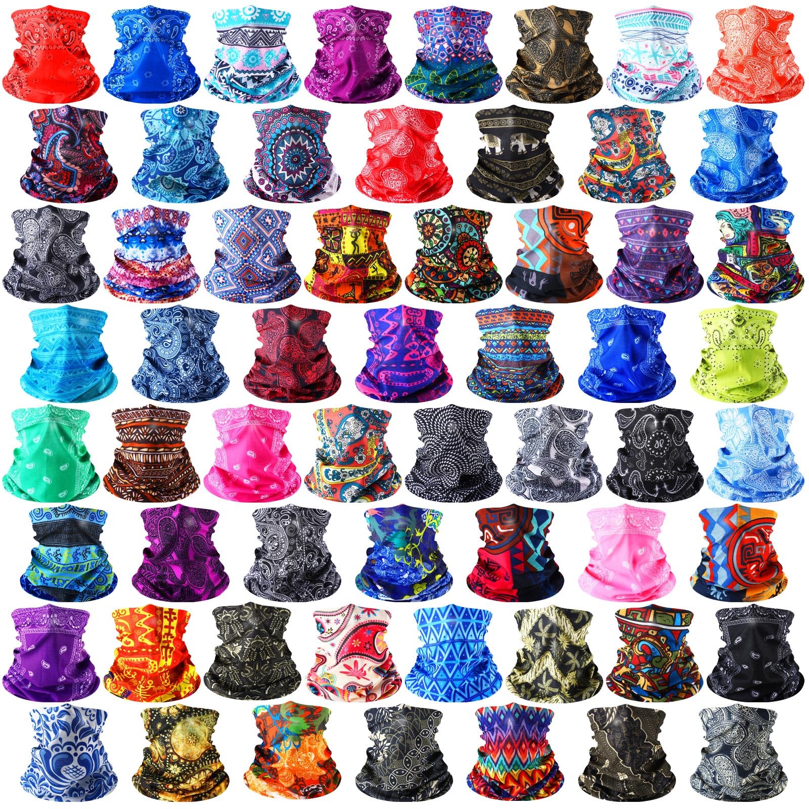 Didaey 60 polainas de cuello a granel para hombres y mujeres, pasamontañas, cubrebocas sin costuras, bandana con protección UV