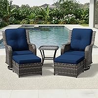 Vista 173 de Joyside Silla mecedora giratoria para exteriores para patio, mecedora de mimbre para exteriores con cojines de tela de olefina adecuada para porche