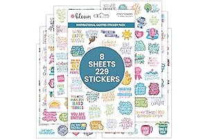 Daily Bloom Inspirational Planner Stickers (8 Sheets, 200+ Quotes)