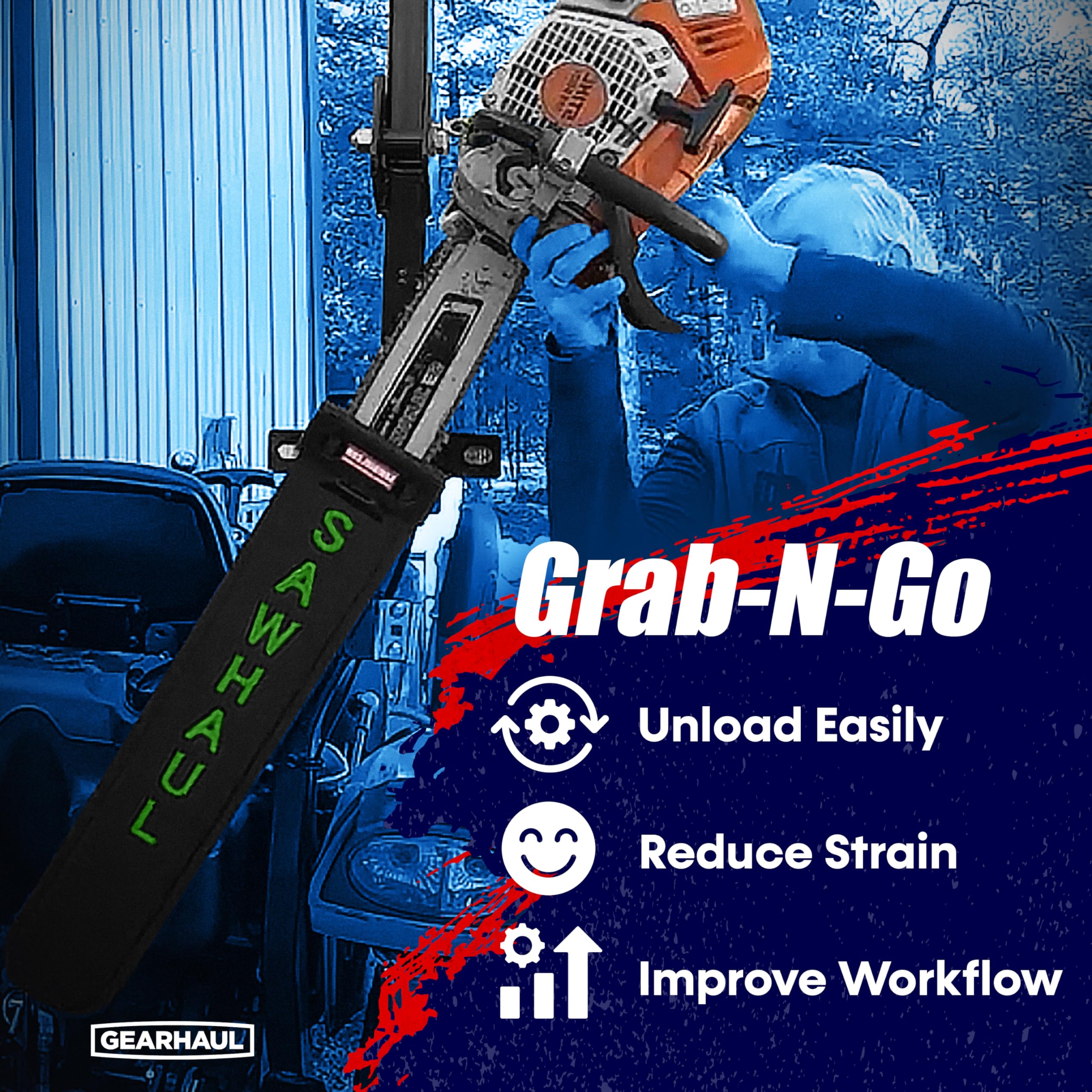 SawHaul Kit universal de soporte de motosierra para tractores (giratorio, estándar, verde, vaina de 20 pulgadas)