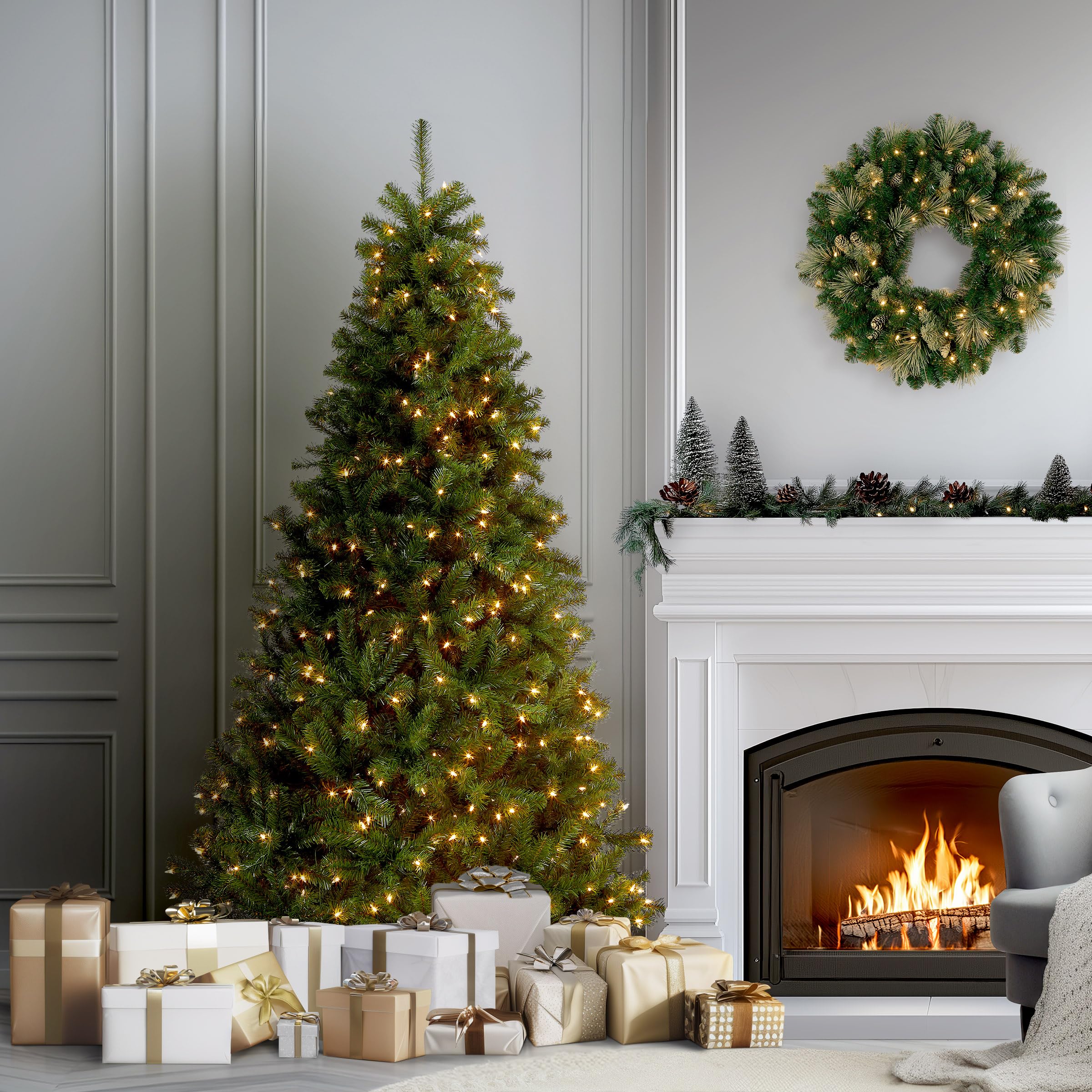 Amazon.com: National Tree Company 7ft Pre-Lit North Valley Spruce