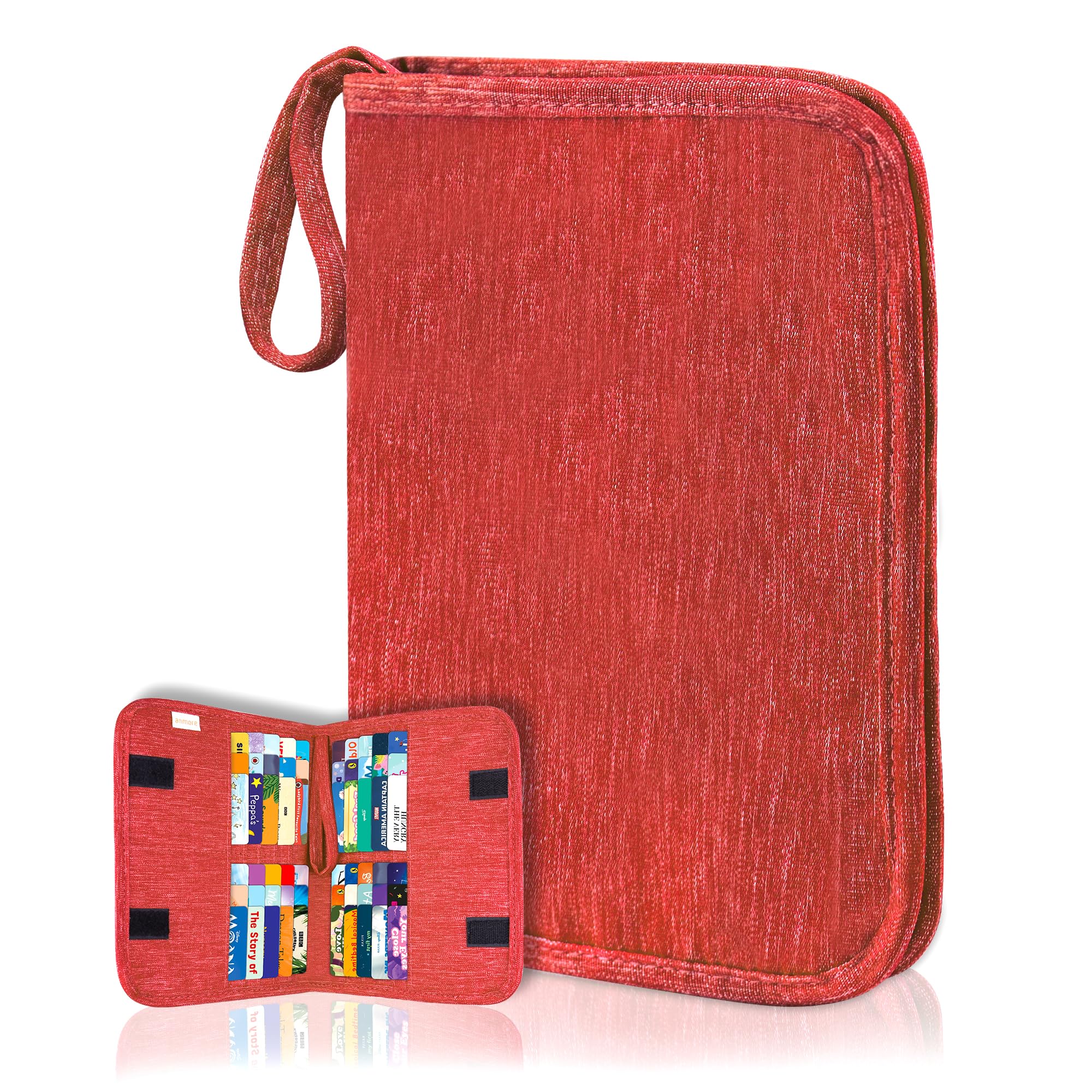 Card Binder Compatible with Yoto Player Cards, 20 Pockets for up to 60 Cards, Portable Trading Card Album Folders, Compatible with Yugioh, MTG and other TCG, Red