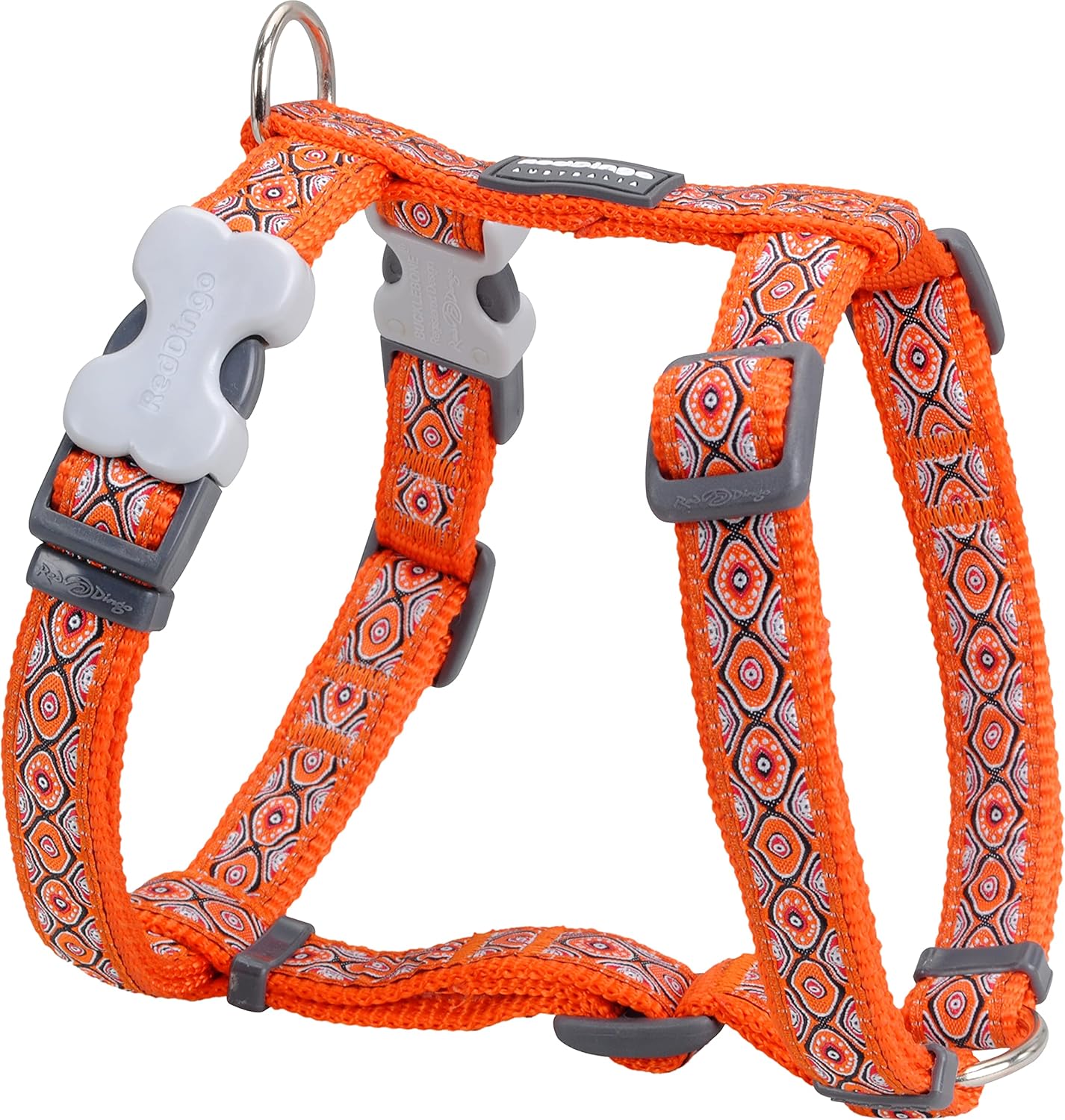 Red Dingo Designer Dog Harness, Small, Snake Eyes Orange