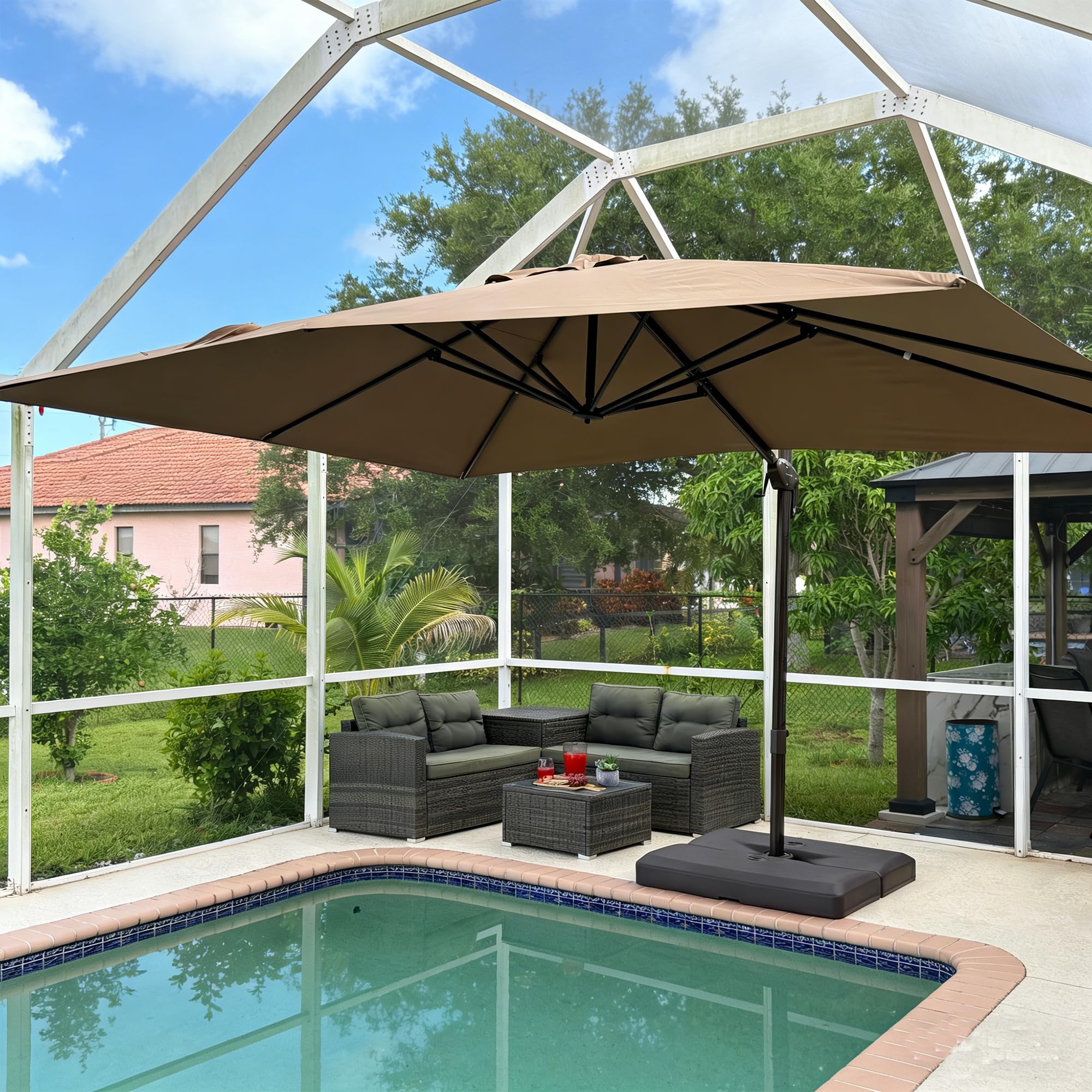 PURPLE LEAF 10' x 13' Rectangular Cantilever Umbrella