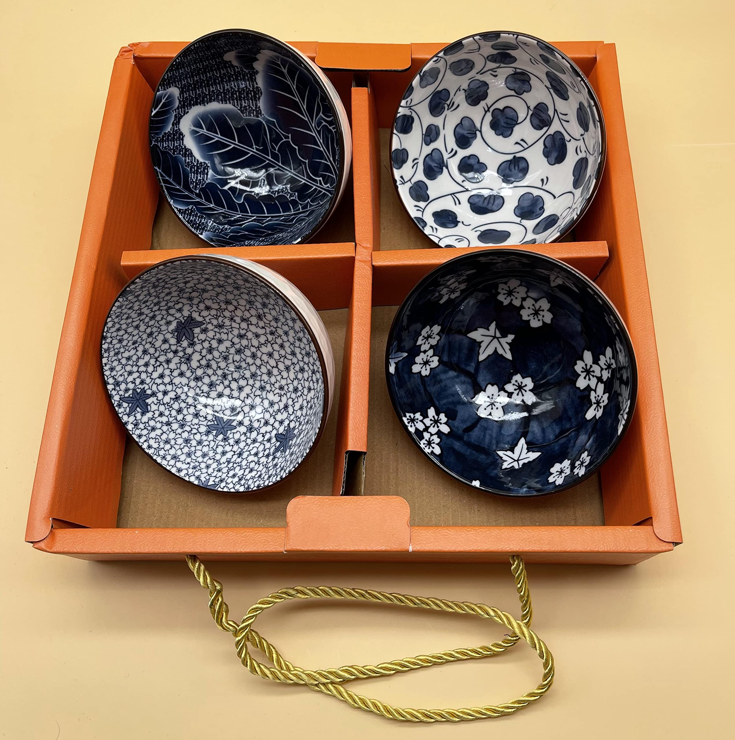 P Plus Fire Premium Porcelain Bowls Set, Ramen Bowl for Noodle, Porcelain Salad Bowls Set(Pack of 4)