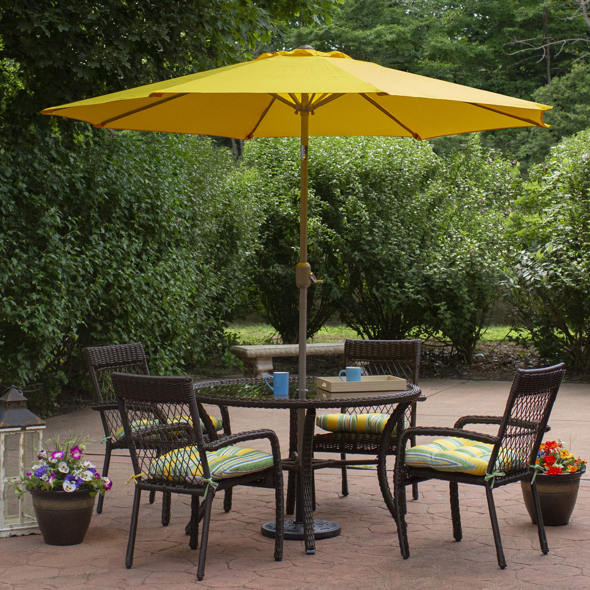 Northlight 9ft Outdoor Patio Market Umbrella with Hand Crank and Tilt, Yellow