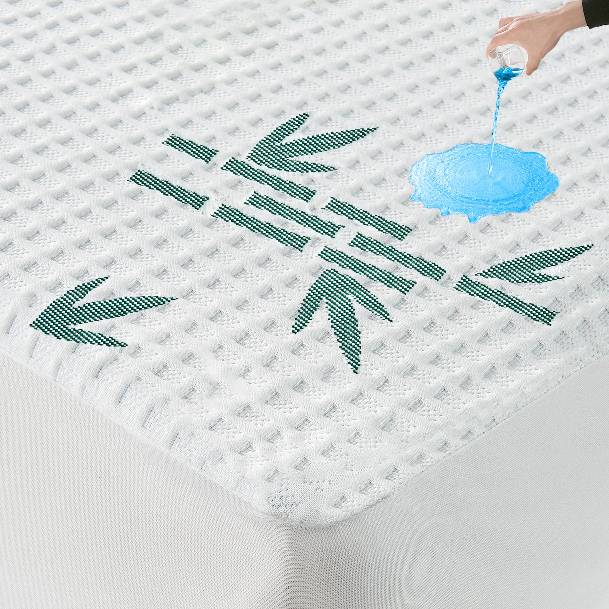 Full Size Mattress Protector, Breathable Bamboo Viscose Waterproof Mattress Pad Cover, Cooling Stripe Style, 6-16 inches Deep Pocket