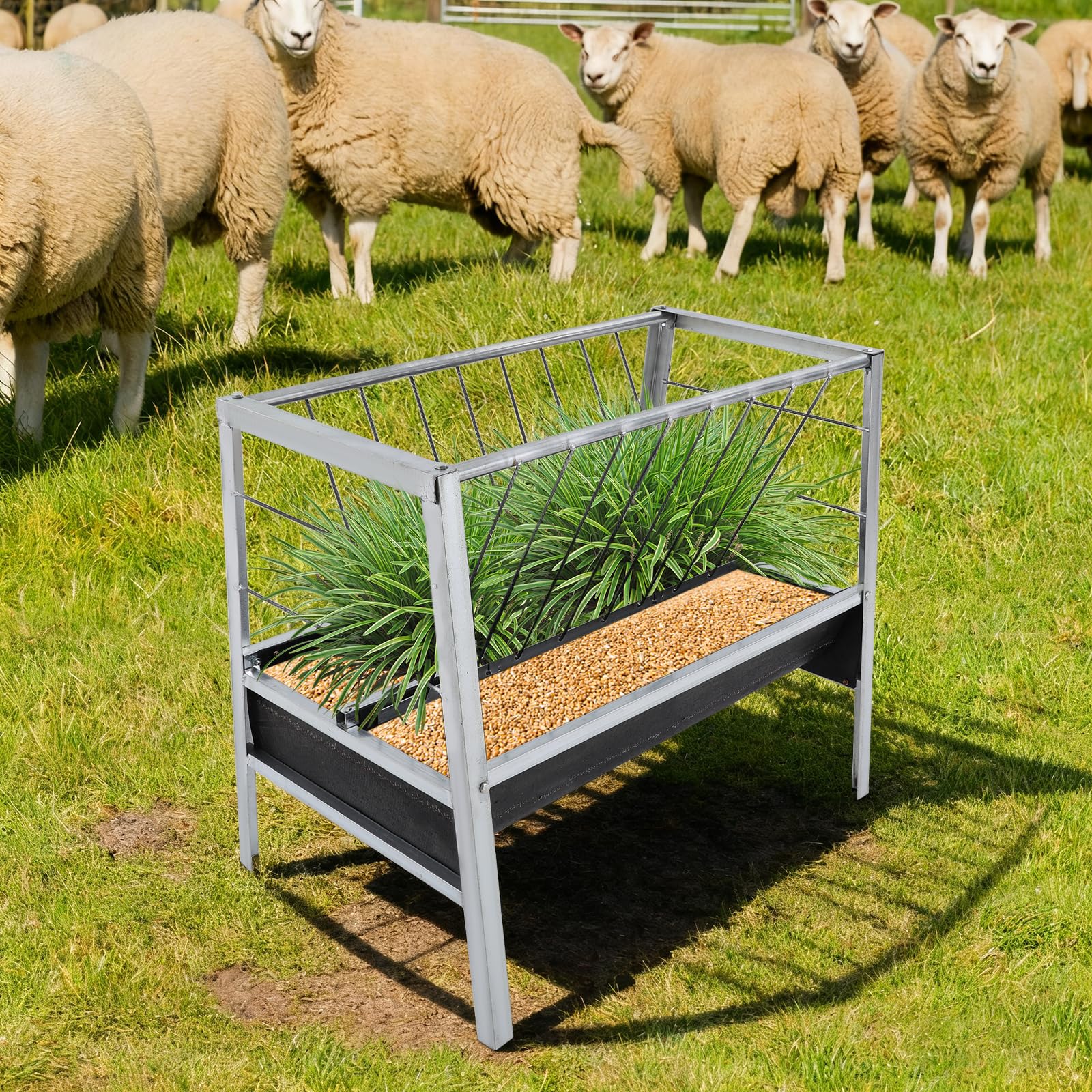 Comedero 2 en 1 para cabras y ovejas de gran volumen para pastos establos