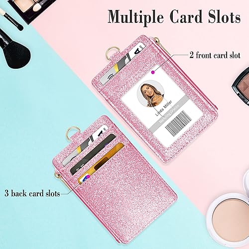 Miniatura 38 de Soporte para tarjetas de identificación con cordón, soporte vertical brillante para tarjetas de identificación con 1 ventana de identificación