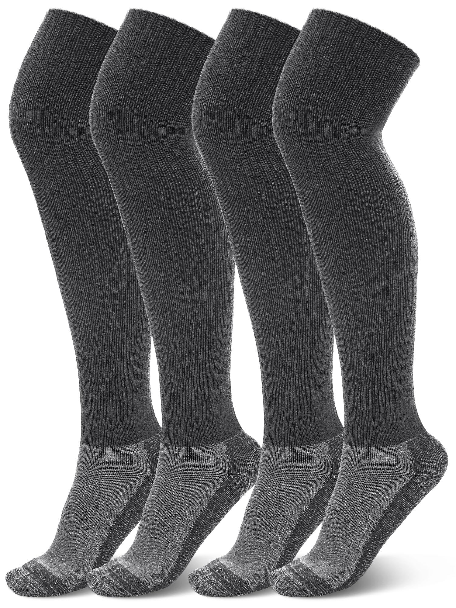 2 pares de calcetines térmicos de mezcla de lana merino para hombre, por encima de la rodilla, calcetines altos para botas altas para hombre, Gris, talla única