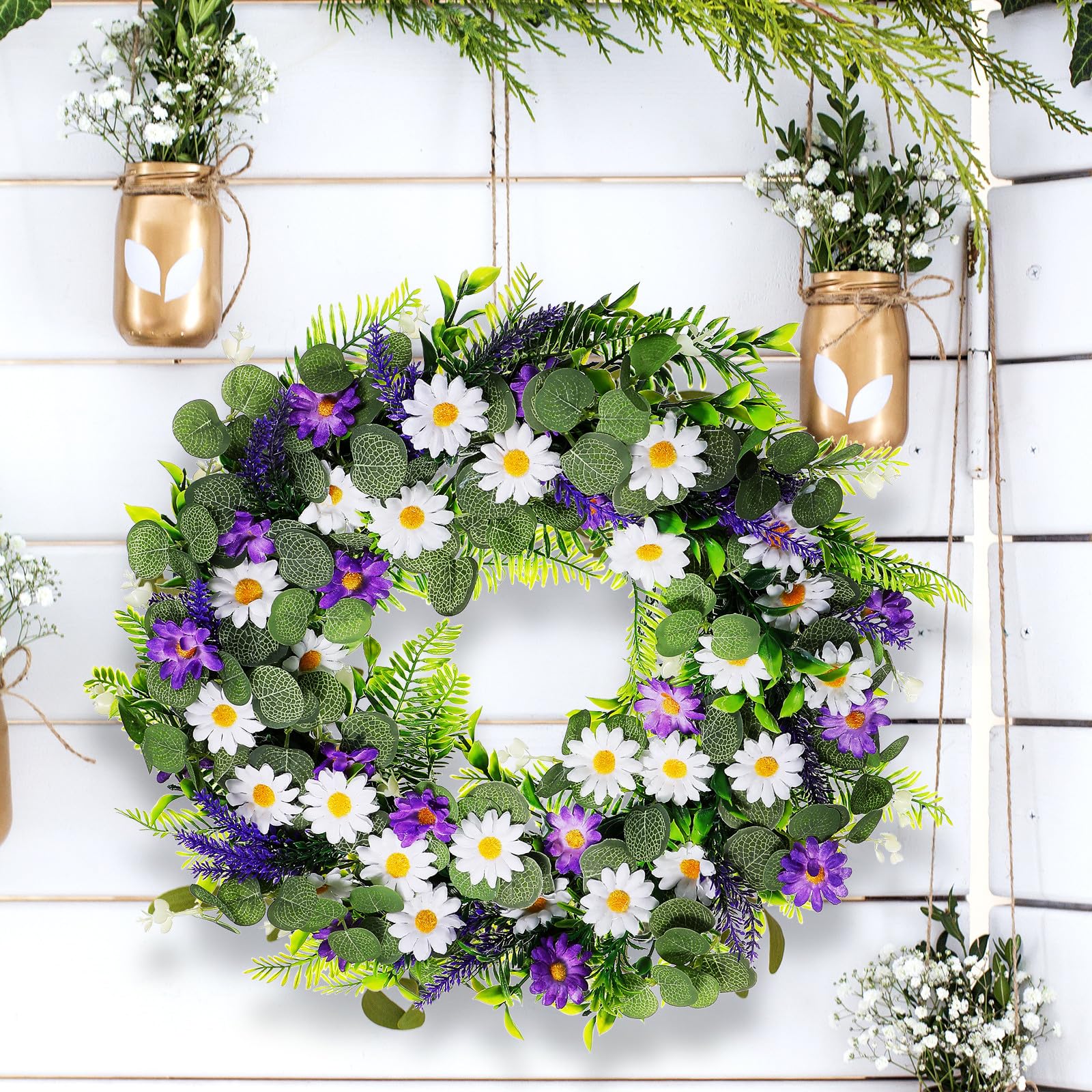 Künstlicher mit Sommer Türkranz Lavendel Frühling und LED