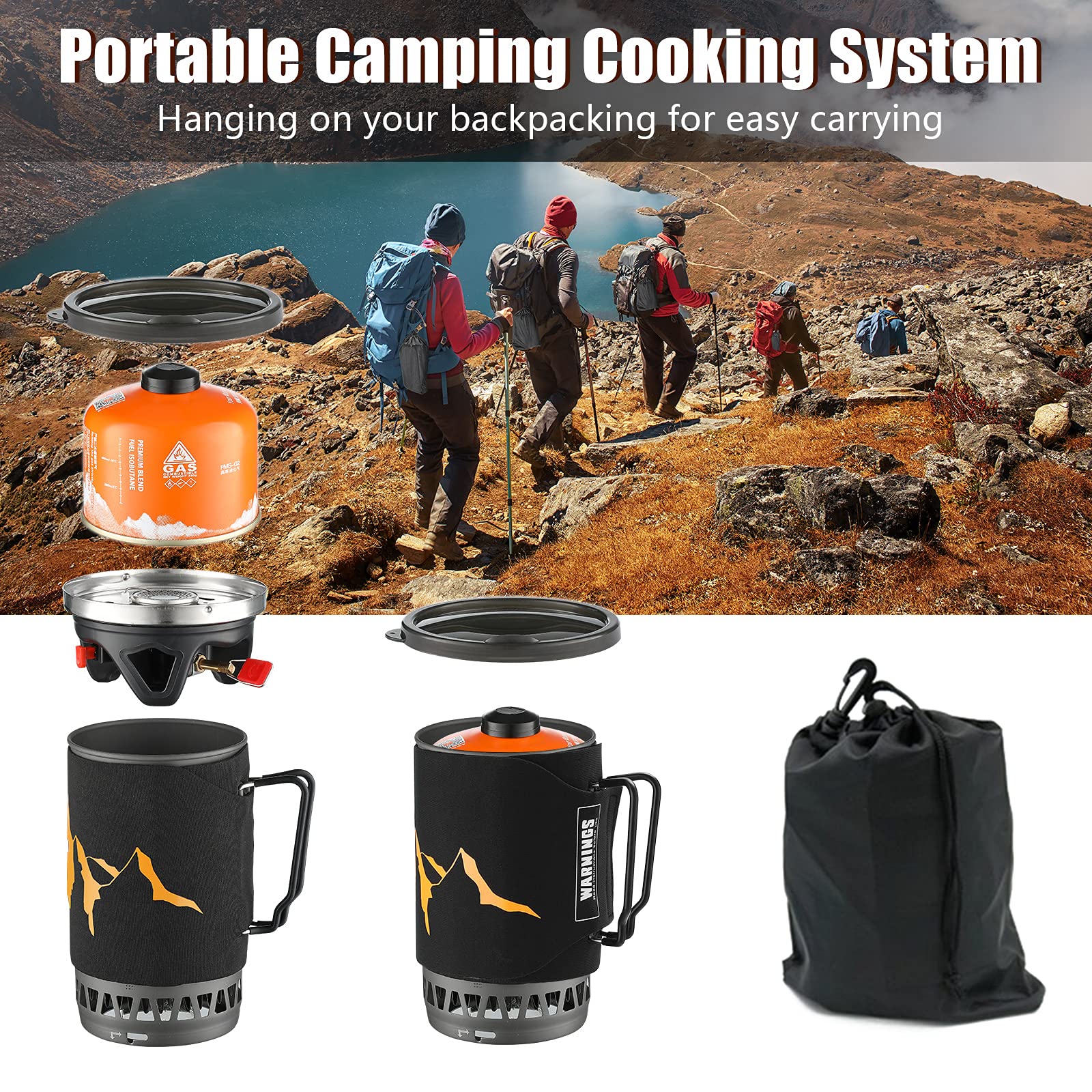 Buy Elikliv Camping Cooking System, 1400ML Backpacking Gas Stove System