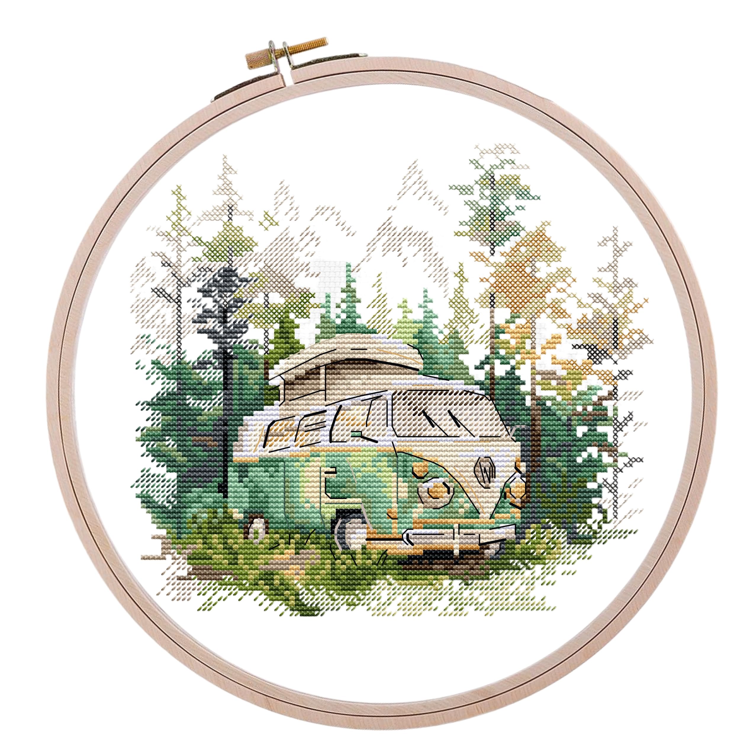 Hobbyjobby It's Time To Travel Cross Stitch Kit - Counted Cross Stitch Kit For Adults, Needlecraft Kit