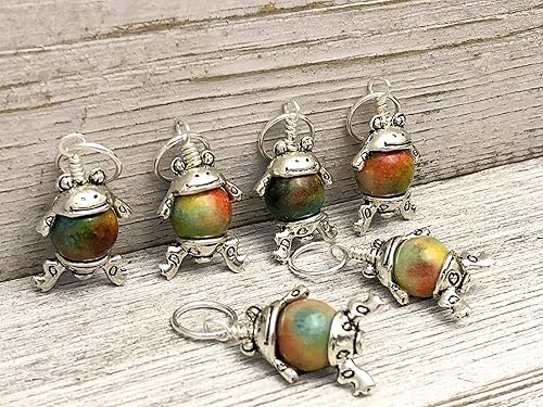 Miniatura 6 de Frog Knitting Stitch Markers, Set of 6 or 12 Progress Keepers for Knitters