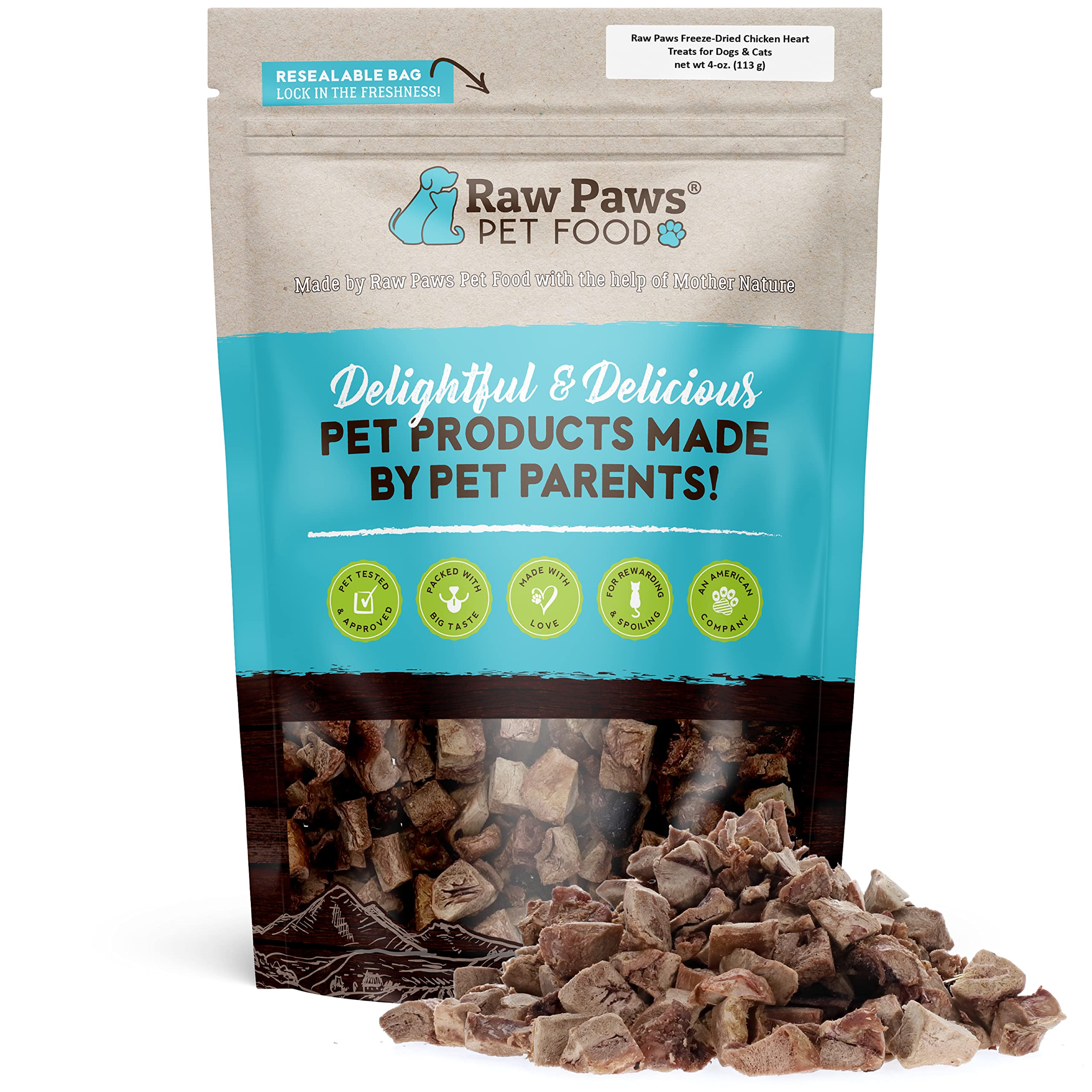 Buy Raw Paws Diced Freeze Dried Chicken Hearts for Dogs & Cats, 4oz