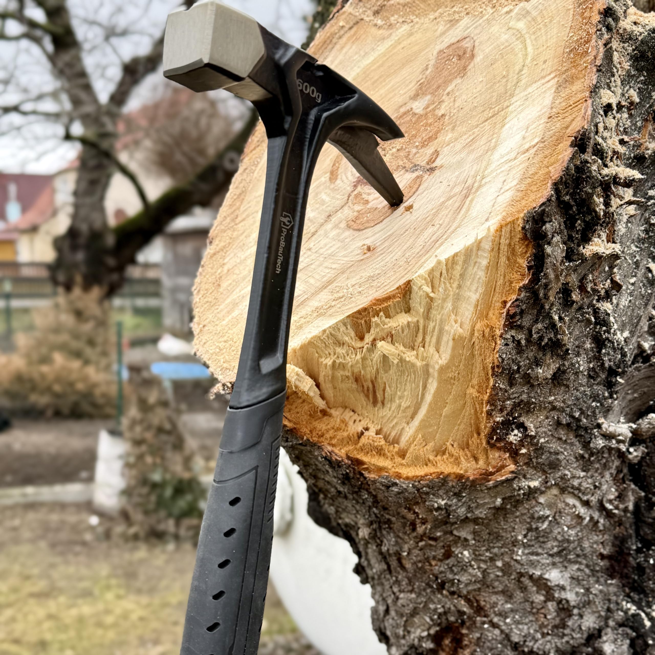ProHit600RB Latthammer 600 g mit rauer Bahn, vollgeschmiedeter Zimmermannshammer mit magnetischem Nagelhalter und ergonomischem Griff