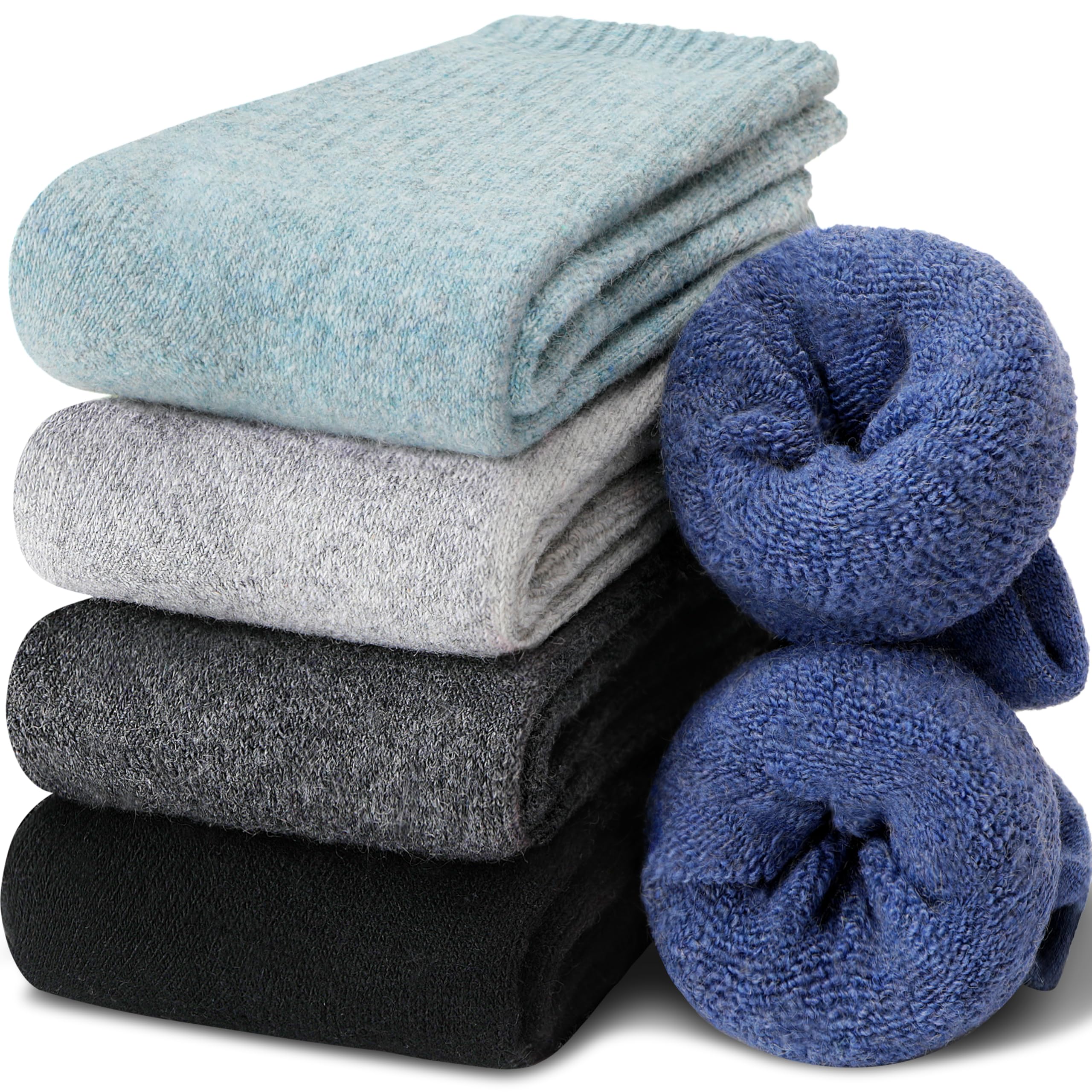 Womens Merino Wool Thermal Socks Warm Winter Thick Walking Cosy Boot Crew Comfy Work Hiking Socks for Ladies 5 Pairs