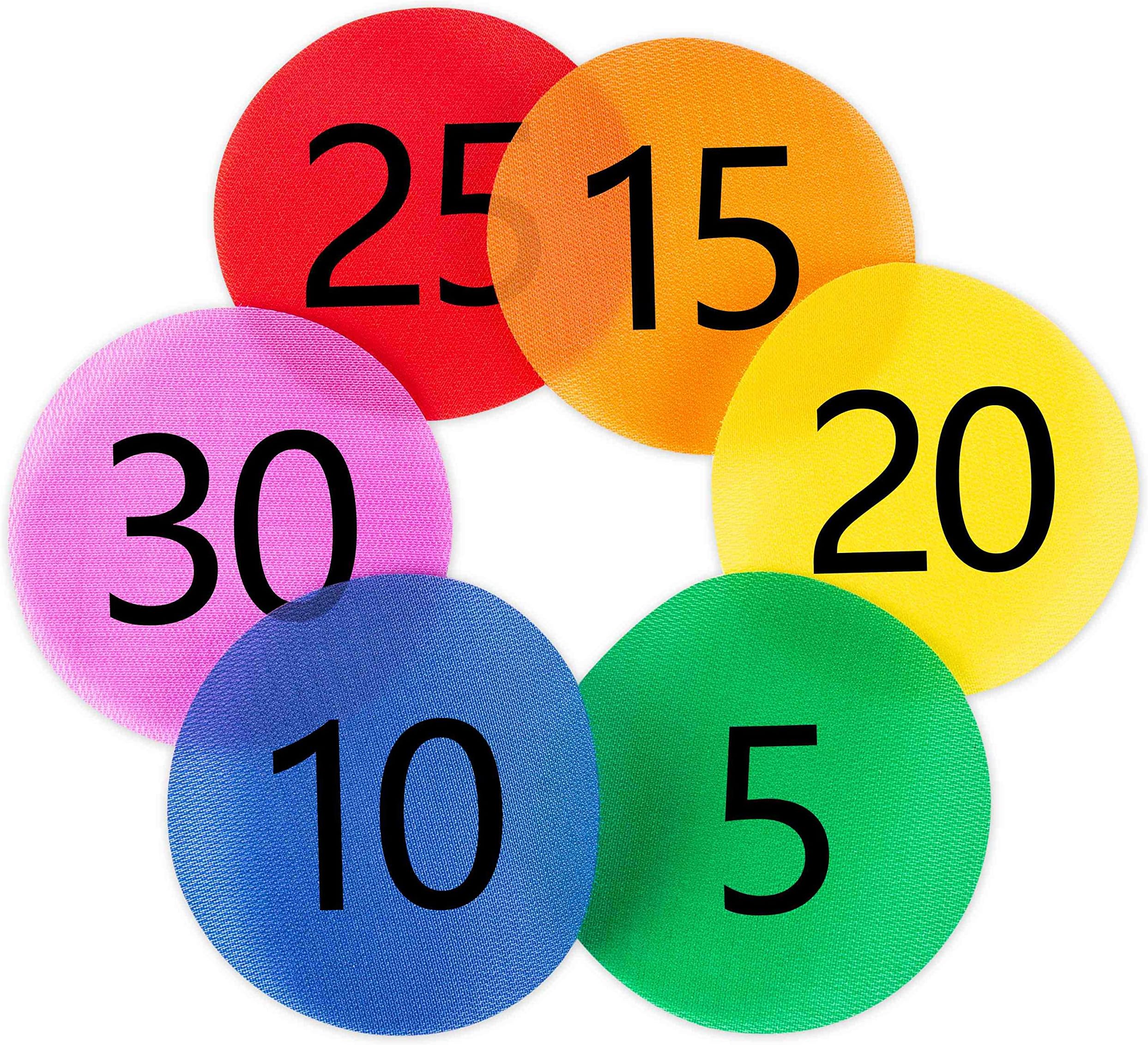 Carpet Spot Markers x 30 Classroom Sit Circles with Numbers 1-30 for Teachers (6 Colors)
