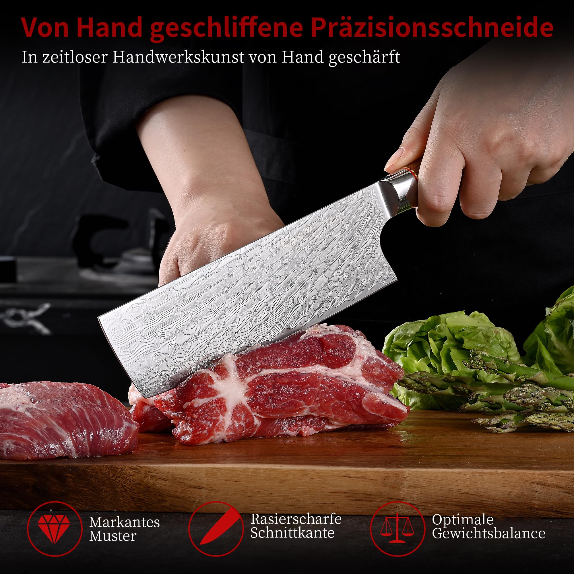 Kitory Coltello Nakiri in Acciaio Damasco 73 Strati – Coltello da Cucina Professionale da 18 cm in Acciaio 10Cr15CoMoV con Manico in Legno di Rosa Birmano - Serie Pro Damast