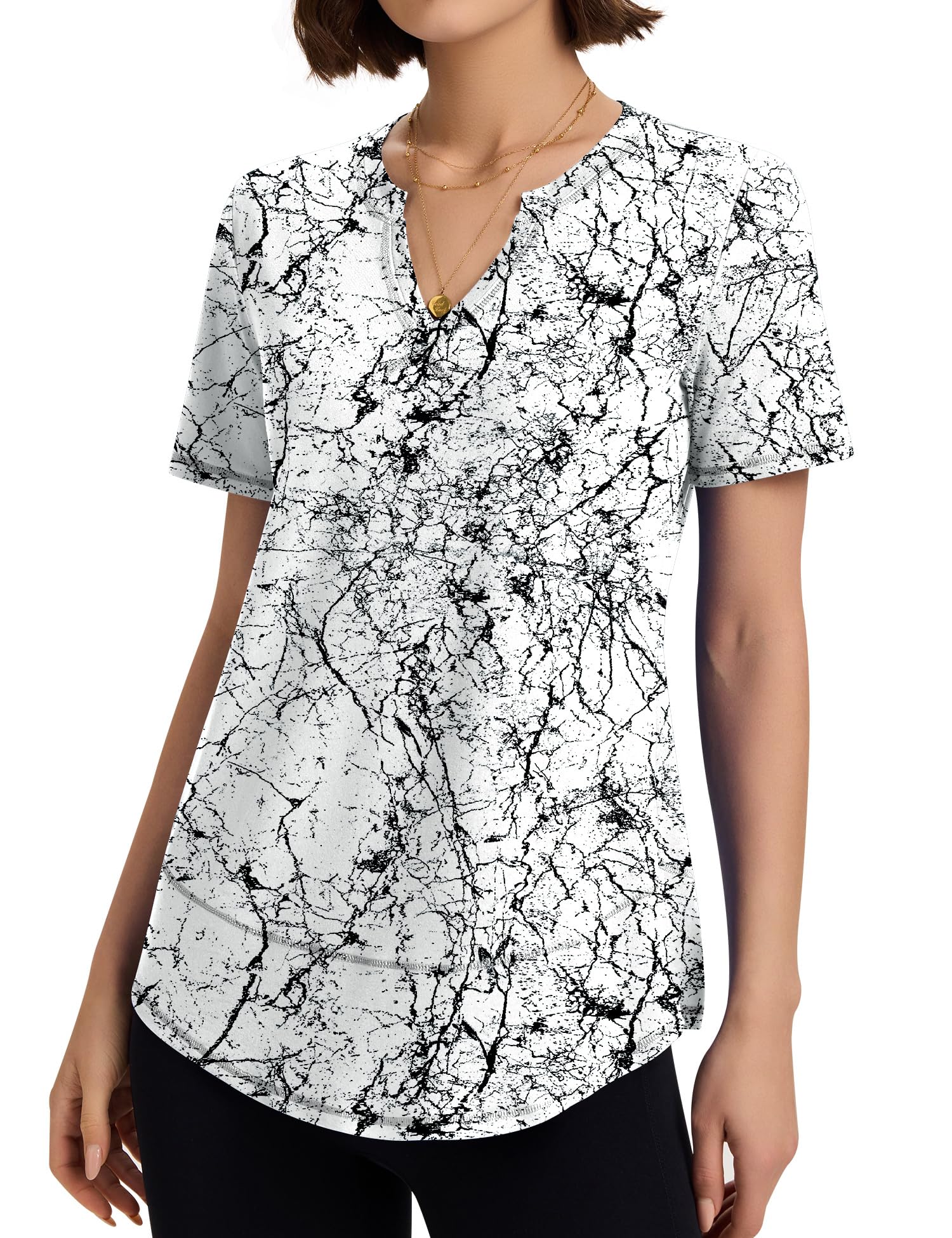 TCOT Women's Short Sleeve Workout Tops Loose Fit Athletic Tees V Neck Running Shirts Yoga Tee Gym Shirts