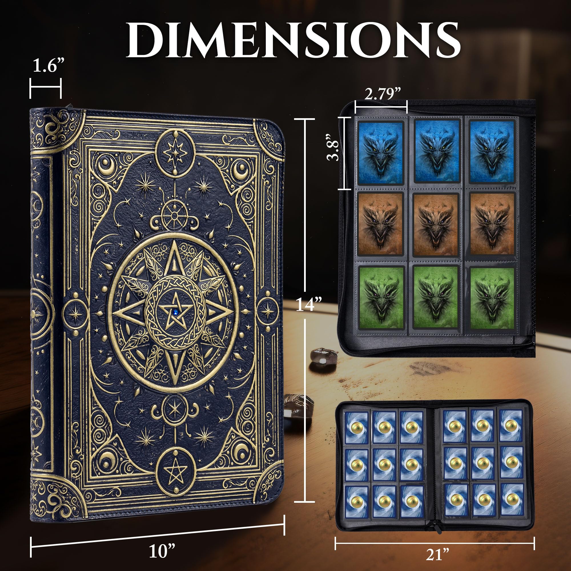 Star Mage - Raccoglitore per carte collezionabili, 9 tasche, senza anelli, in finta pelle di alta qualità, 432 tasche a caricamento laterale, supporto perfetto per MTG e molte collezioni di TCG e