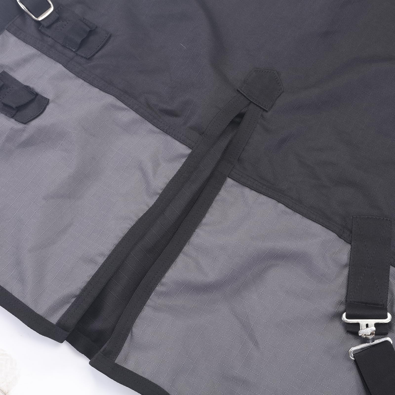 1200D - Manta para caballo sin relleno (0 g), ligera, impermeable y transpirable, para caballos, para exteriores, color negro y gris, 130 cm
