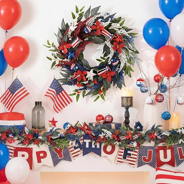 Farmhouse Patriotic Garland with Accents