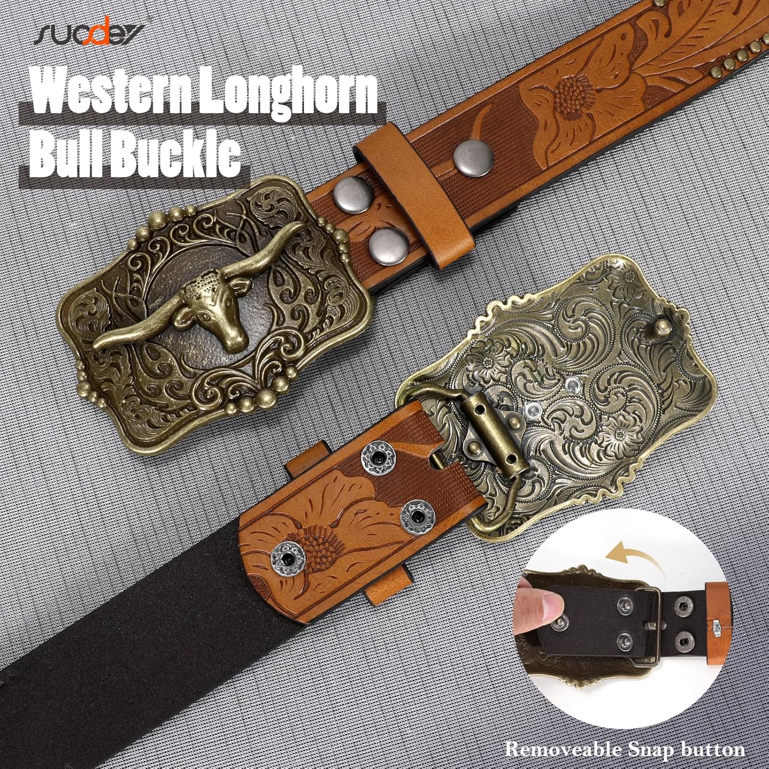 WERFORU Western leren riem voor heren en dames, cowboy riem, lederen herenriem voor jeans, kerstriem, herenriem cadeaus, Passt Taillengröße 85-94cm