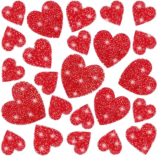 Miniatura 8 de 26 parches para planchar en forma de corazón, parches de diamantes de imitación, apliques adhesivos plateados, pegamento caliente, corazones de