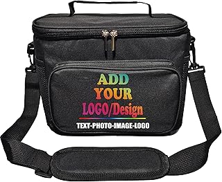 SMALL COLOR Custom Lunch Box For Work Beach Picnic Personalized Lunch Bags For Women Men Insulated Cooler Tote Bag Gift For Men Women (Black)