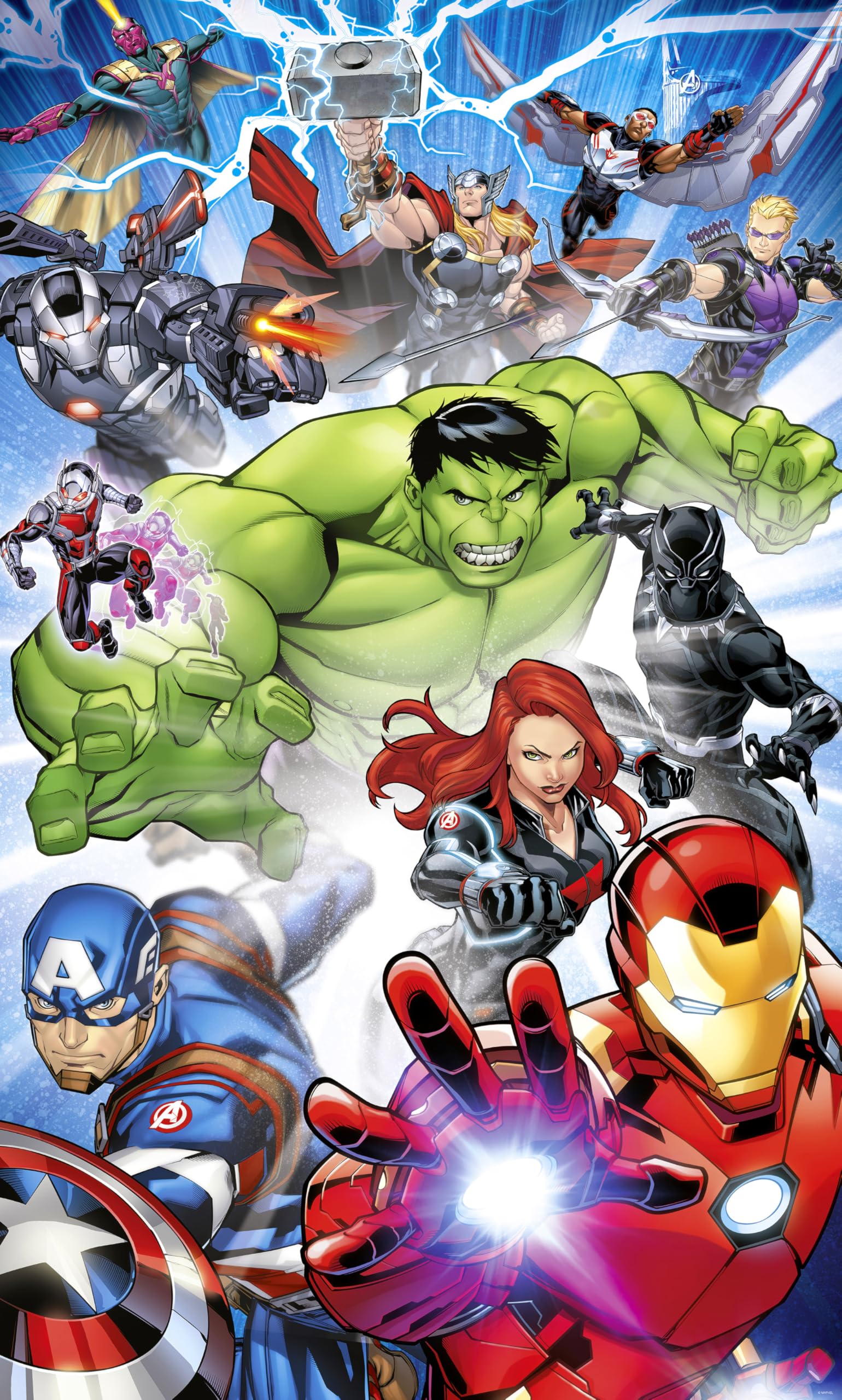 Komar Vlies Fototapete - Marvel Avengers Protect - Größe 150 x 250 cm - Tapete, Kinderzimmer, Kindertapete
