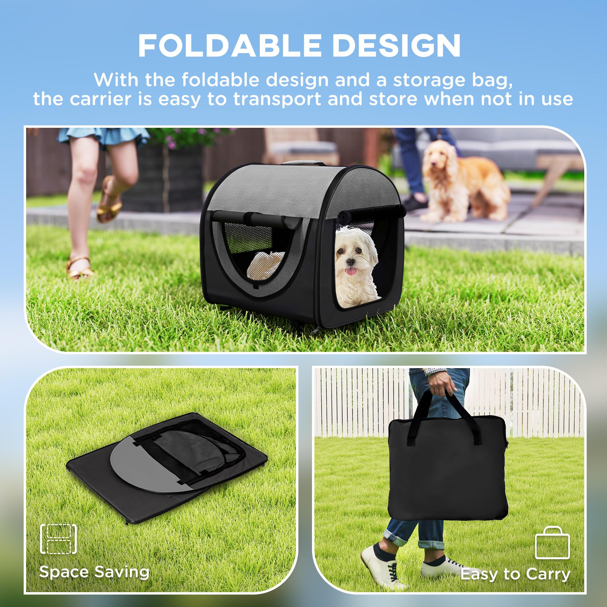 PawHut Faltbarer Transport für Miniaturhunde 46x36x41cm Schwarz