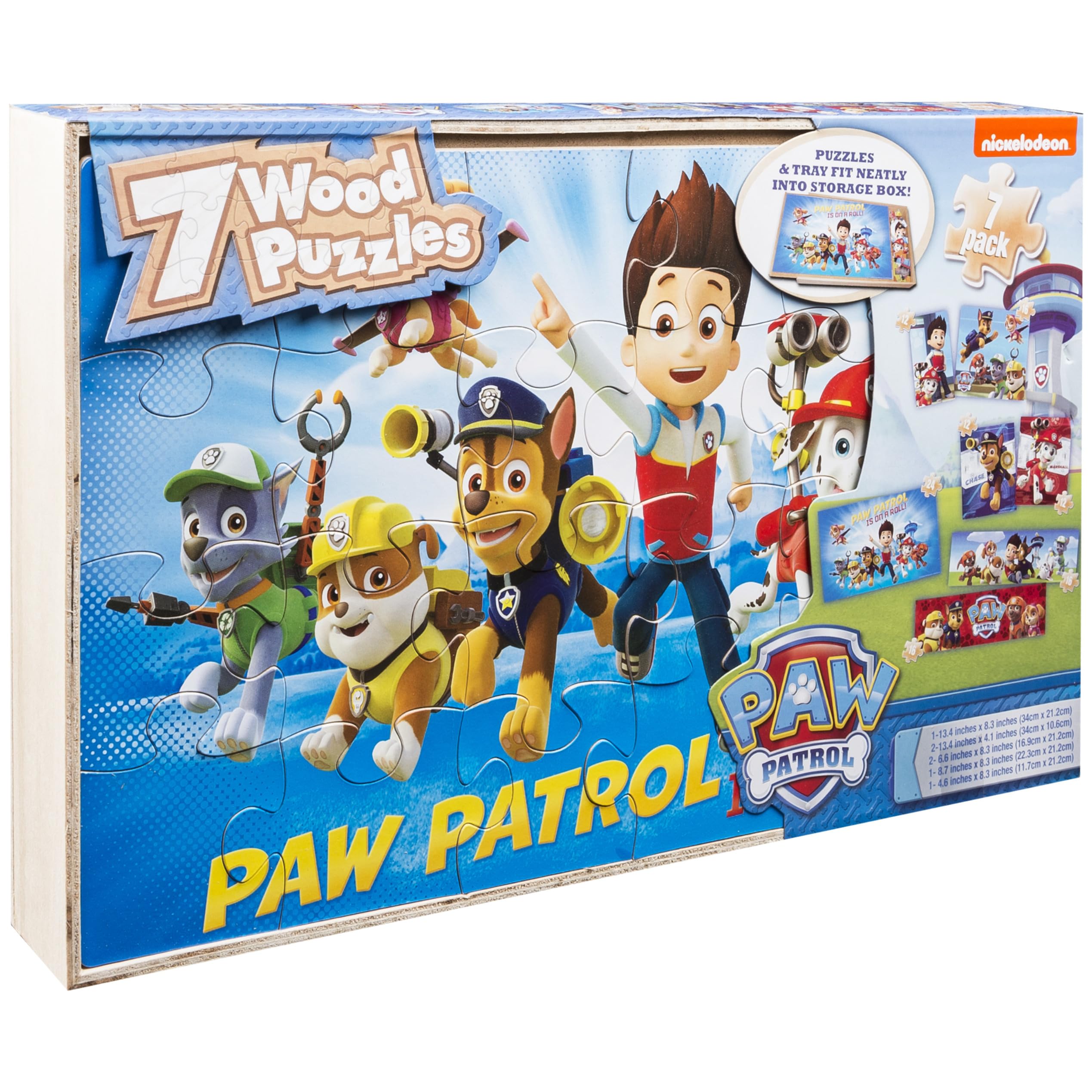Amazon.com: Paw Patrol 7 Wood Puzzles in Wooden Storage Box