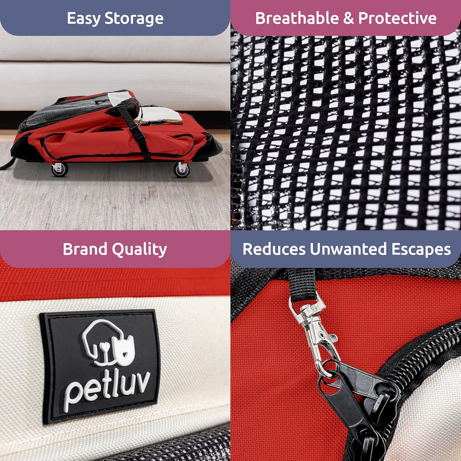 Medium Red Soft-Sided Pet Carrier with Mesh Windows