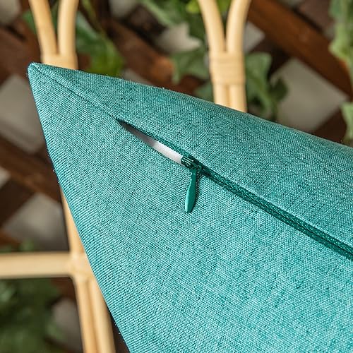 Miniatura 4 de Woaboy - Juego de 2 fundas impermeables de cojines para exteriores, fundas decorativas de cojines, sólidos, de lino de algodón de granja para sillas