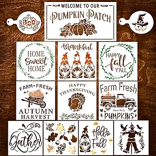 Fall Stencils for Wood Signs, Stencils and Templates for Painting on Wood - Large Seasonal Stencil Set Includes a Welcome and a Happy Fall Y'all - Crafts Stencils, Reusable Farmhouse Letter Stencils