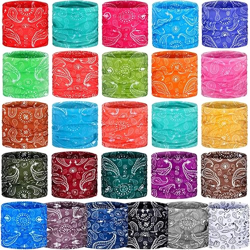 Jiuguva 26 piezas de polaina de cuello para hombre, diadema bohemia, envoltura para la cabeza, a granel, senderismo, bufanda sin costuras, bandana