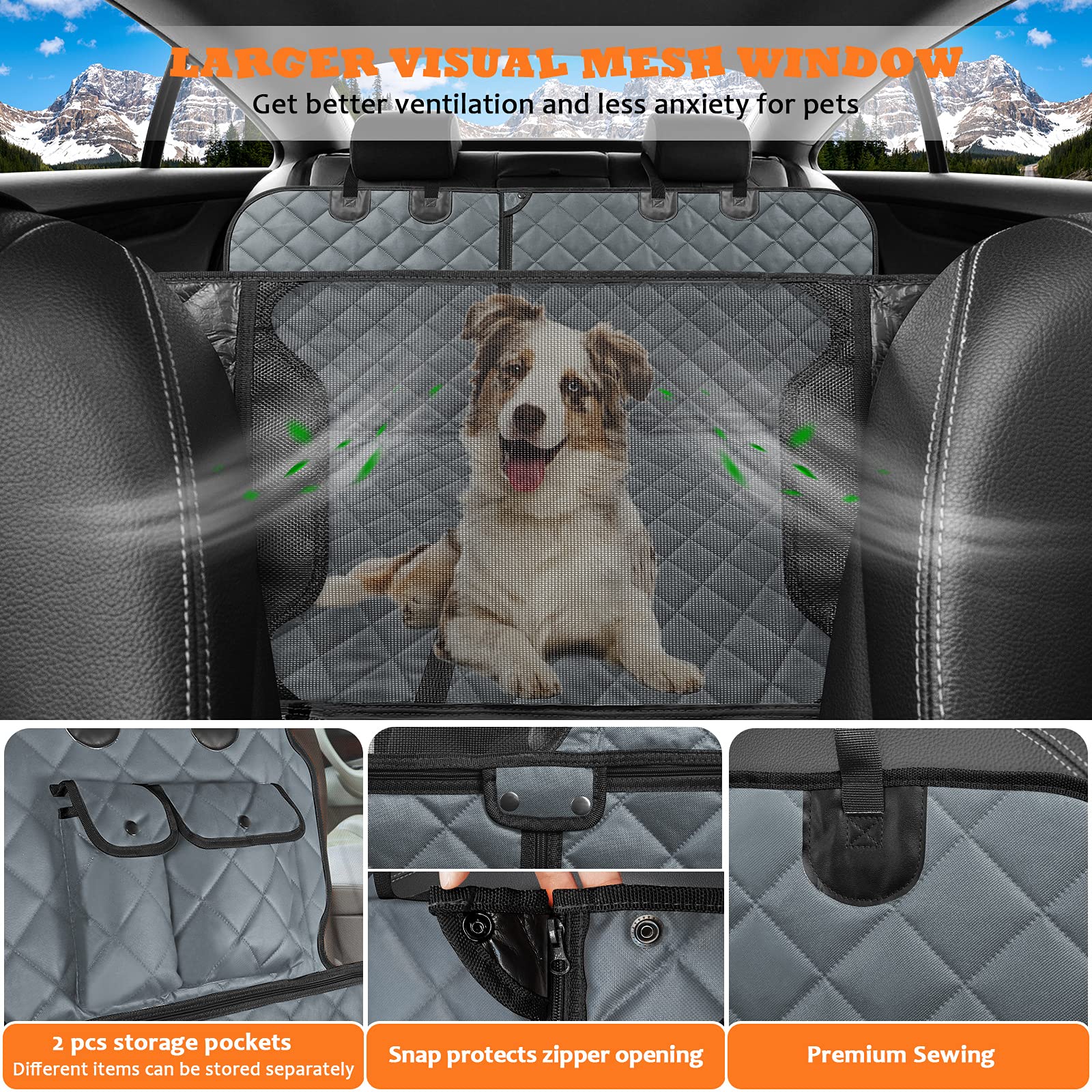  PETZENZONE 6-in-1 Dog Seat Covers Cars Back Seat SUV Truck  Waterproof 60/40 Split Large Dog Car Seat Cover Protector Backseat Dog Car  Hammock Mesh Window Pet Seat Covers Cars Trucks SUV 