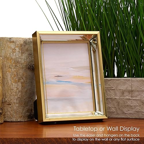 Miniatura 5 de Mikasa Marco de fotos de espejo, muestra una foto de 5 x 7, dorado, 6 x 8 pulgadas