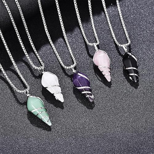Miniatura 3 de Collar de cristal curativo, collar con colgante de piedra de cristal, collares de piedras preciosas para mujer, joyería de regalo de cumpleaños para